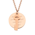 Stainless Steel Rose Gold Disc&Key Pendant Necklace For Couple Custom Initials Memory Gift Girls